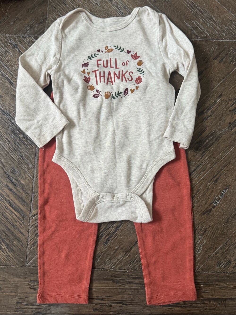 jumping beans Beige Graphic Bodysuit with Rust Pants